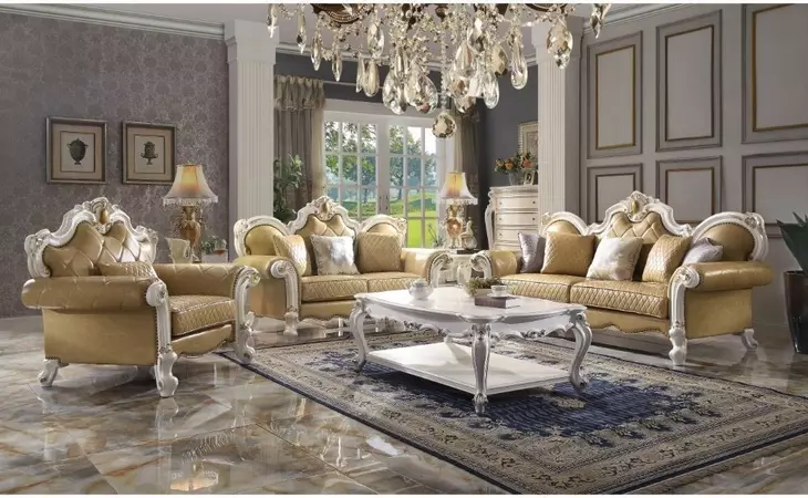 Picardy Butterscotch 93" Sofa with Nailhead Trim