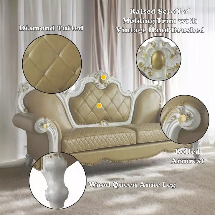 Picardy Butterscotch 93" Sofa with Nailhead Trim