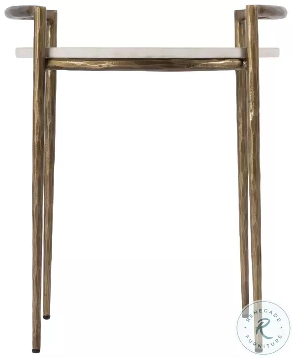 Madlyn White and Gold Round Side Table