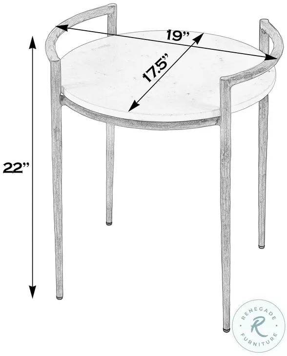 Madlyn White and Gold Round Side Table