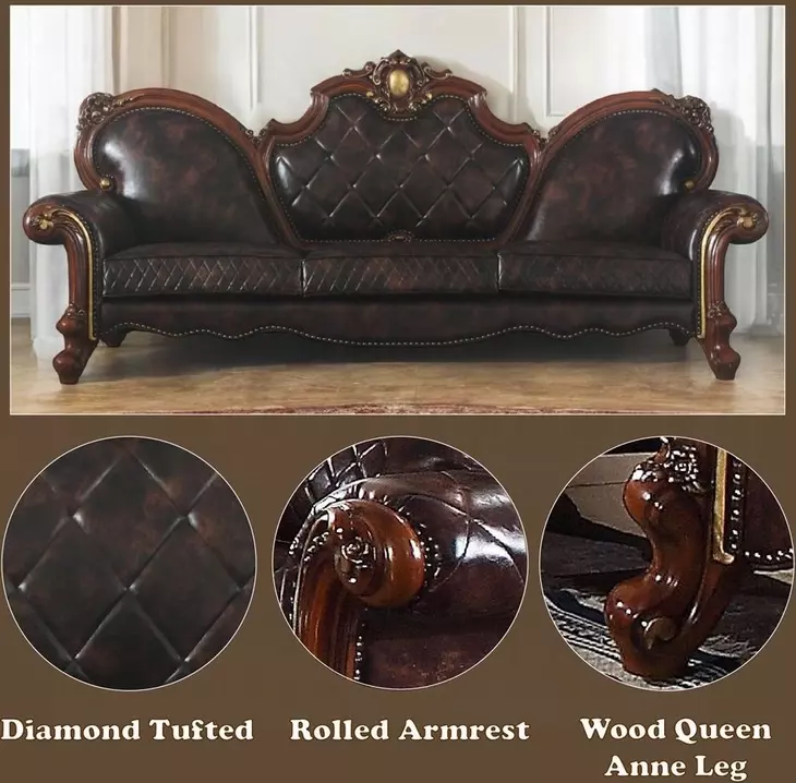 Picardy Brown Oversized 110" Sofa with Nailhead Trim