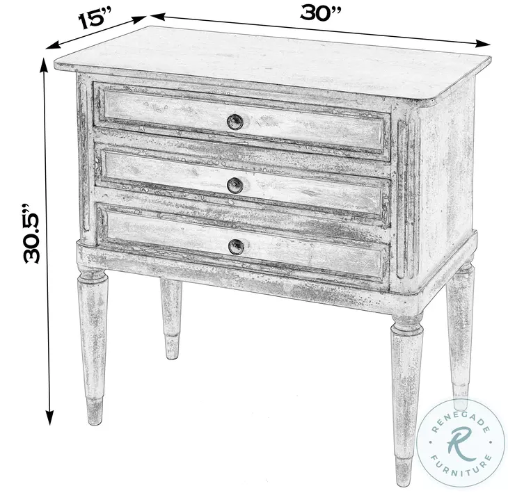 Primrose Distressed Gray and Cream 3 Drawer Chest