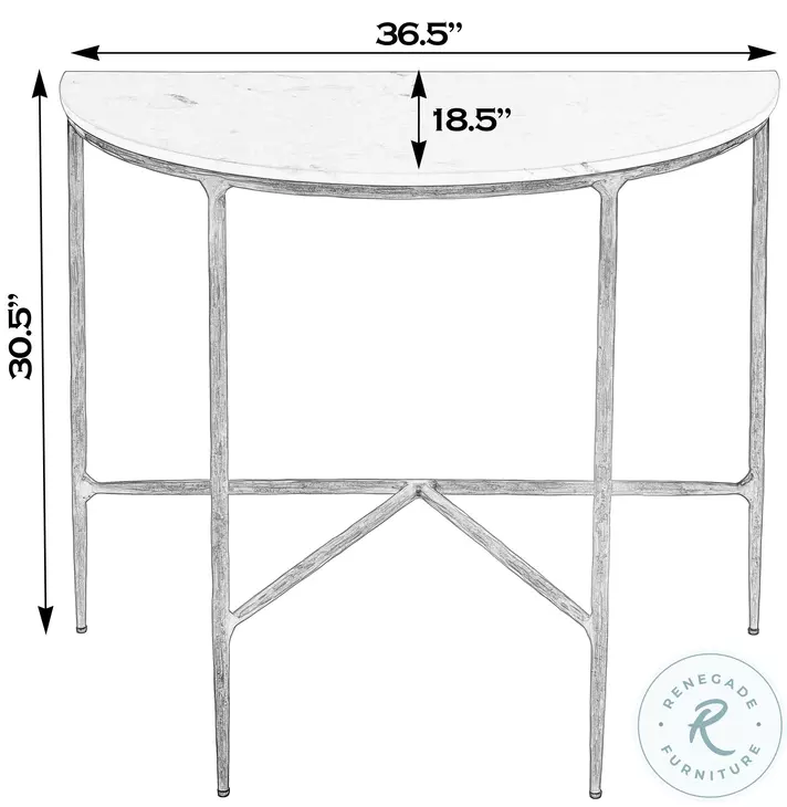 Evelyn White and Gold Demilune Console Table