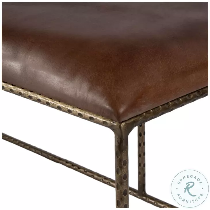 Lloyd Gold and Brown Leather Upholstered Bench