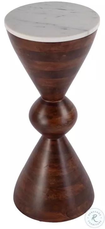 Amra White and Brown Round Side Table
