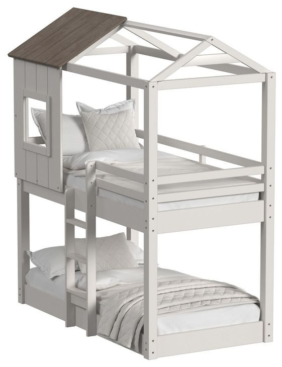 Lodge Cookies and Cream Twin Over Twin Loft Bunk Bed