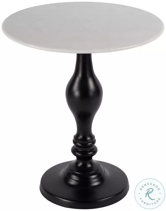 Milan White and Black Round Side Table