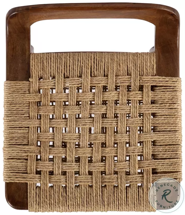 Luna Wood and Jute Woven Bar Stool - Thumbnail 2
