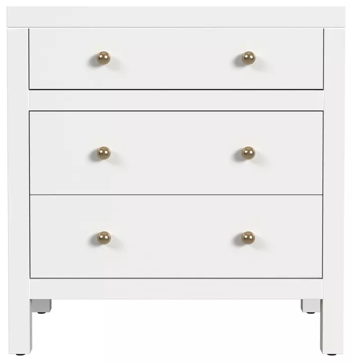 Nora Smooth White 3 Drawer Nightstand