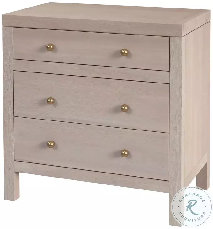 Nora Antique Taupe Rectangular 3 Drawer Nightstand