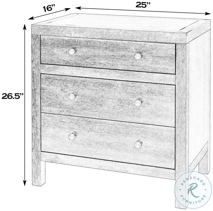 Nora Antique Taupe Rectangular 3 Drawer Nightstand