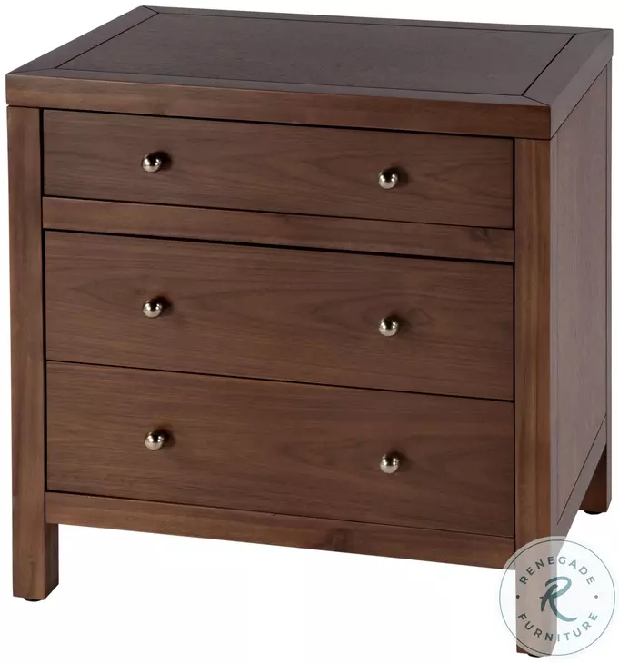 Nora Walnut 3 Drawer Nightstand