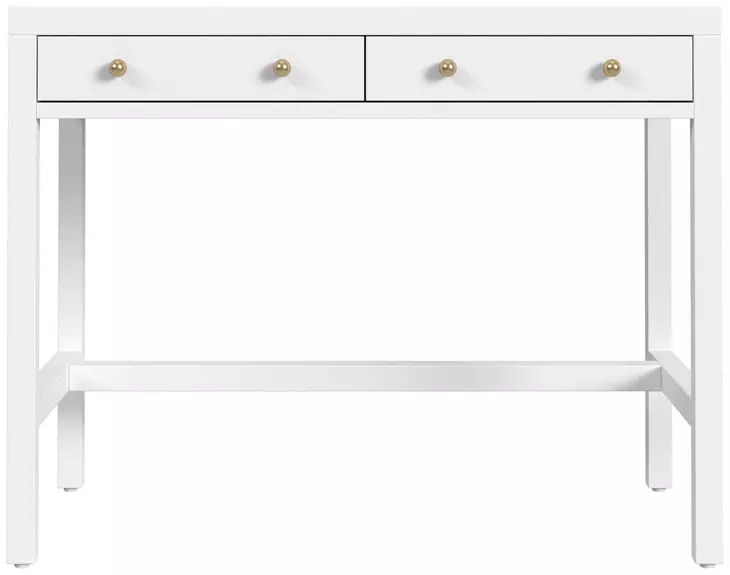 Nora White 40" Rectangular 2 Drawer Writing Desk