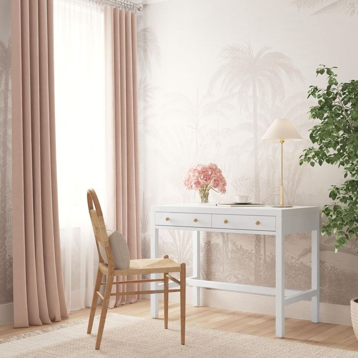 Nora White 40" Rectangular 2 Drawer Writing Desk