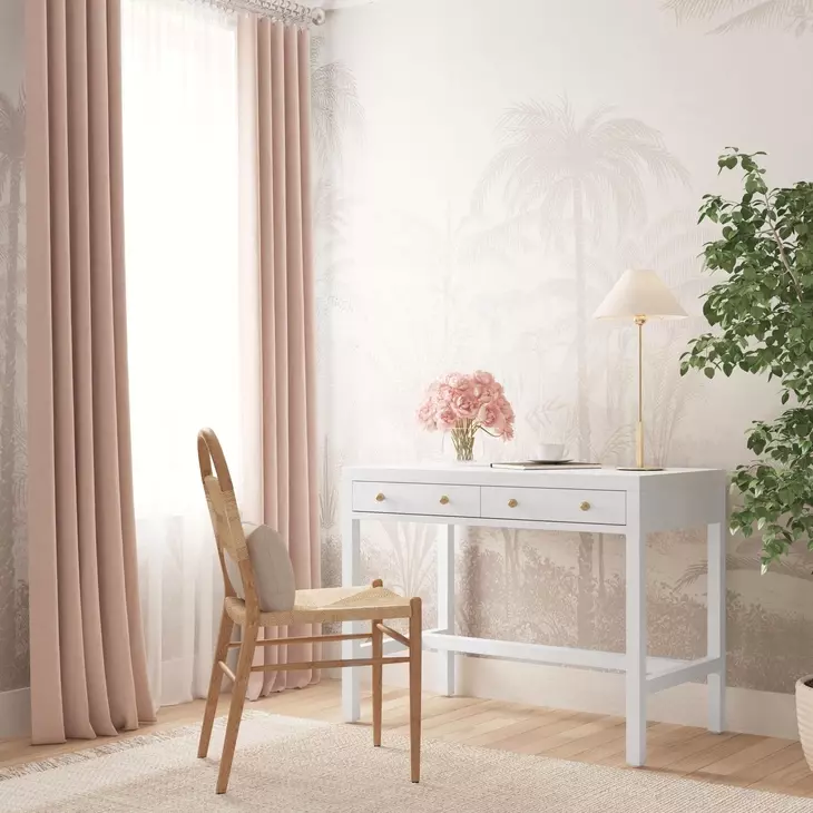 Nora White 40" Rectangular 2 Drawer Writing Desk