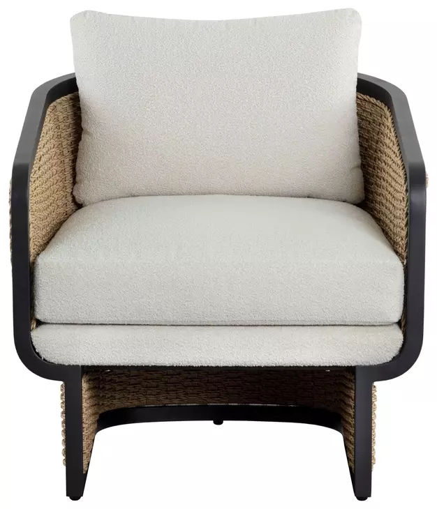 Juna Louis Cream Performance Fabric Upholstered Outdoor Lounge Chair