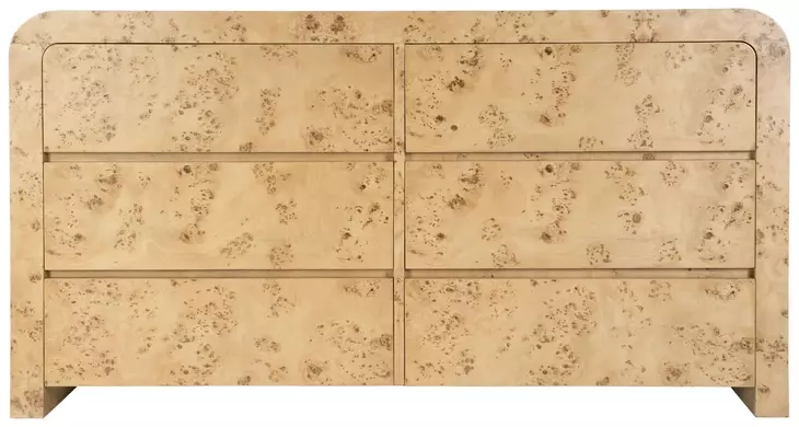 Cora Light Burl 6 Drawer Dresser
