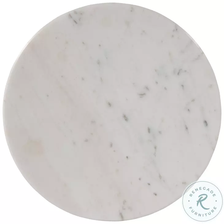 Newton White and Brown Round Side Table