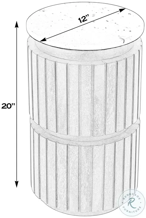 Newton White and Brown Round Side Table