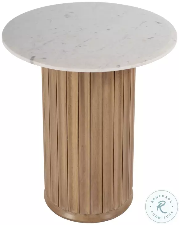Geneva White and Brown Round Side Table
