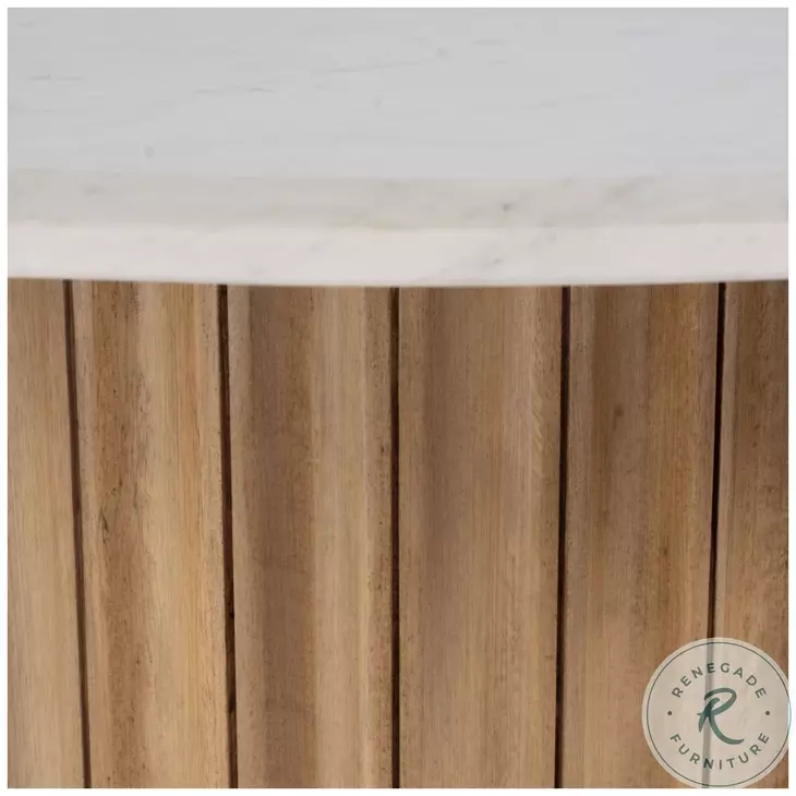 Geneva White and Brown Round Side Table