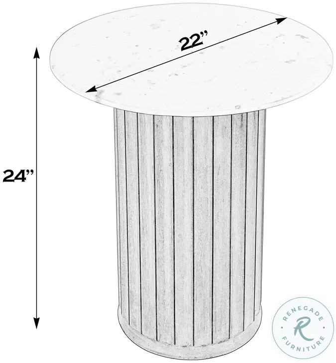 Geneva White and Brown Round Side Table