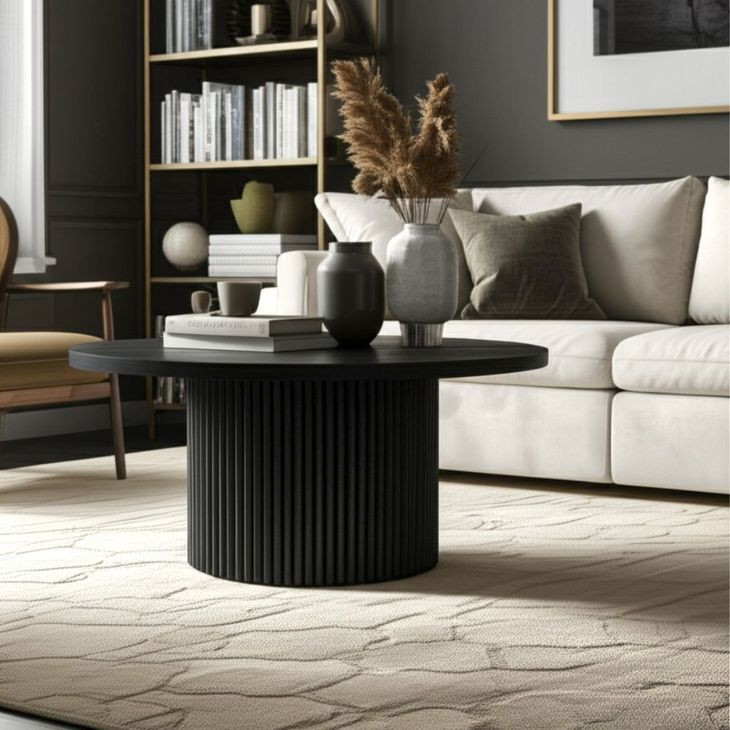 Reba Black Round Cocktail Table