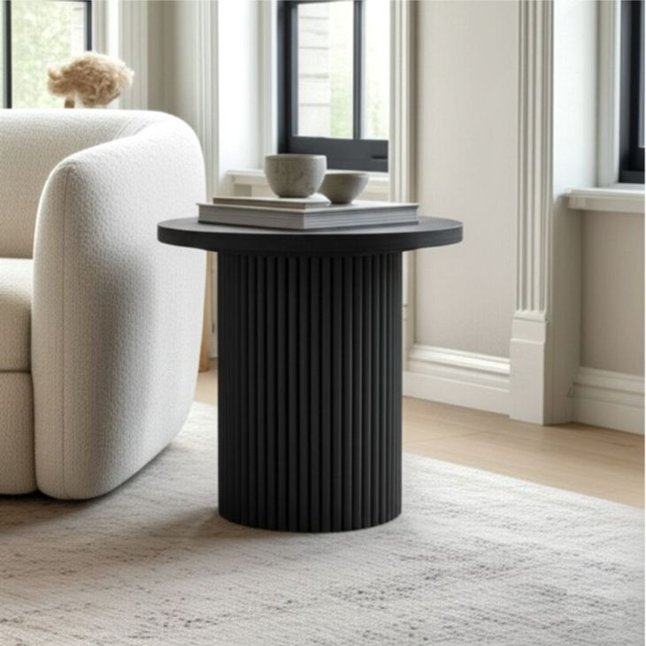 Reba Black Round End Table