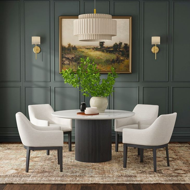 Reba Black Quartz Top Round Dining Table