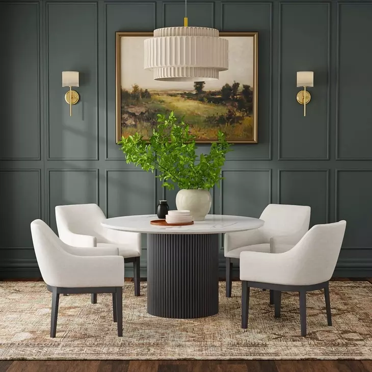 Reba Black Quartz Top Round Dining Table