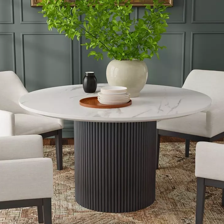 Reba Black Quartz Top Round Dining Table