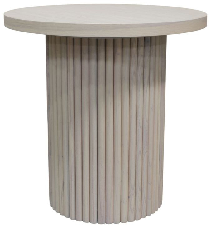 Reba Natural White Wash Round End Table