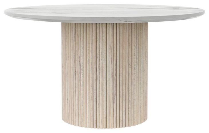 Reba Natural White Wash Quartz Top Round Dining Table