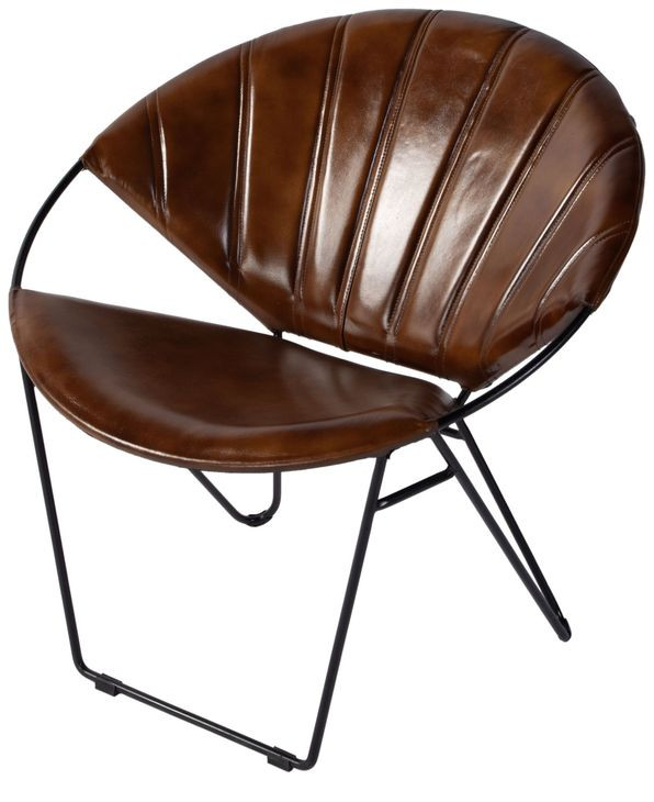 Harlan Brown Leather 18" Accent Chair