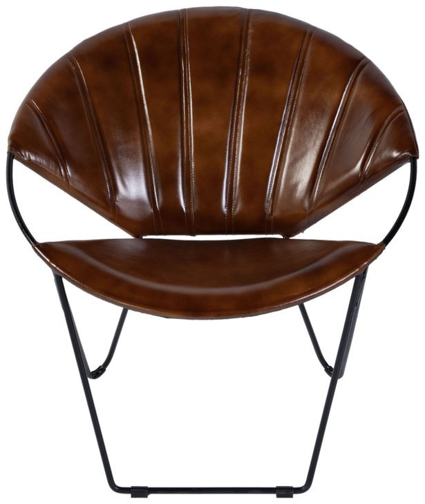 Harlan Brown Leather 18" Accent Chair