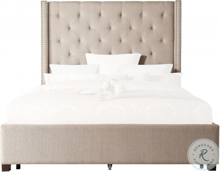 Fairborn Beige Queen Upholstered Platform Bed from Homelegance