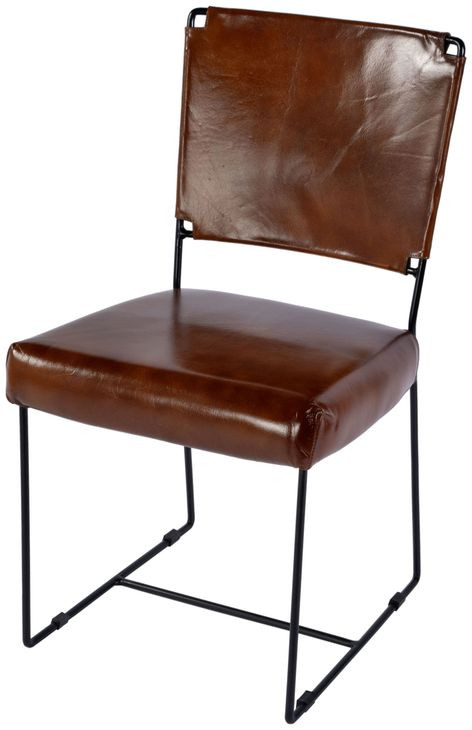 Nevin Brown Leather 19" Dining Side Chair