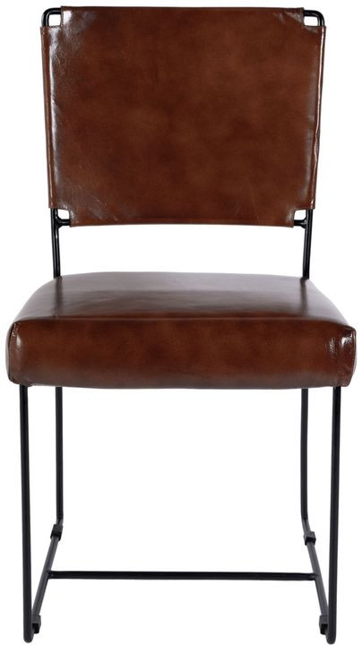 Nevin Brown Leather 19" Dining Side Chair