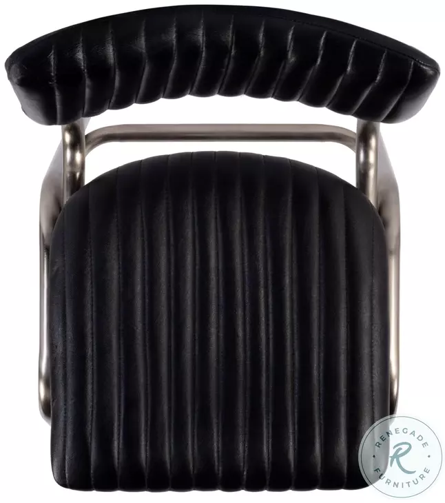 Waylon Silver and Black Leather Bar Stool - Thumbnail 2