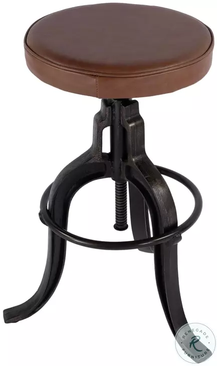 Knight Leather Swivel Adjustable Height Bar Stool
