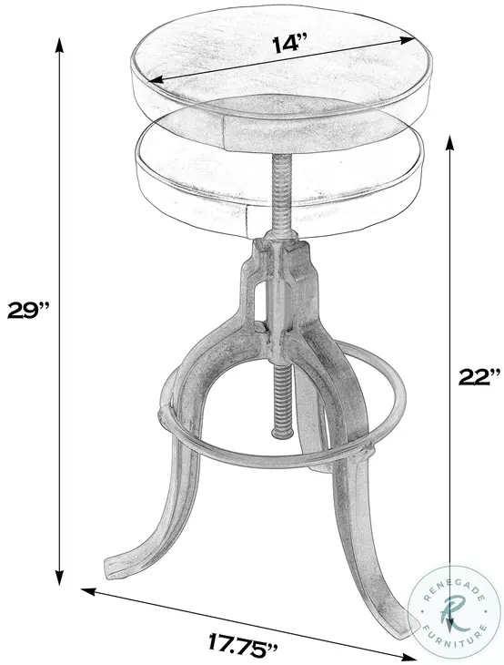 Knight Brown Leather Swivel Adjustable Height Bar Stool