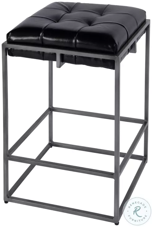 Dudley Black Leather Counter Height Stool
