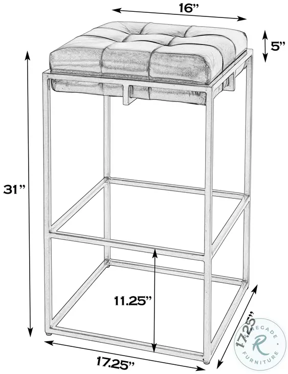 Dudley Black Leather Bar Stool