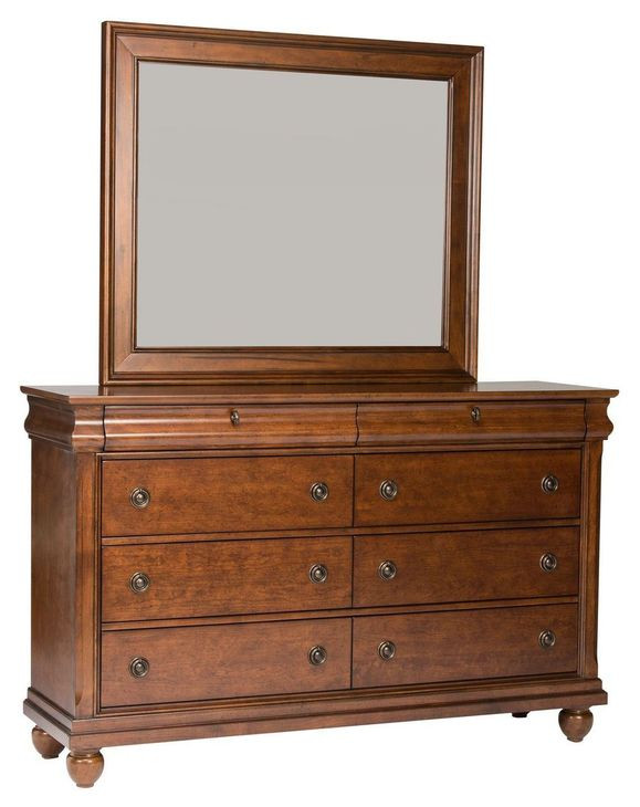 Vintage Heritage Rustic Cherry 8 Drawer Dresser with Mirror