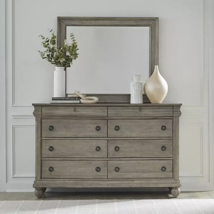 Rustic Traditions Saddle Tan 8 Drawer Dresser and Mirror