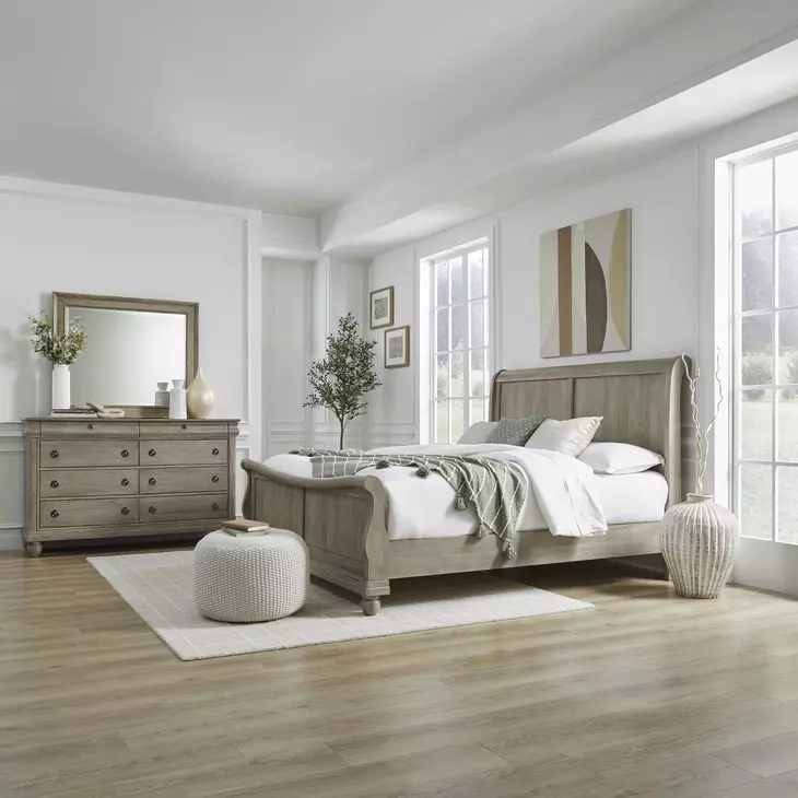 Rustic Traditions Saddle Tan King Sleigh Bed