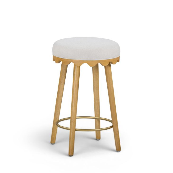 Oodle Cream Performance Vegan Mohair Upholstered Counter Height Stool