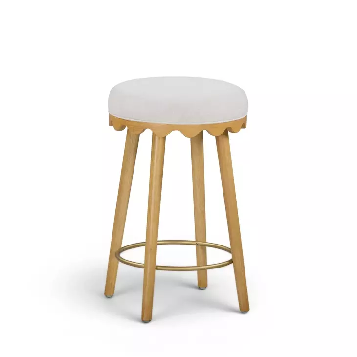 Oodle Cream Performance Vegan Mohair Upholstered Counter Height Stool