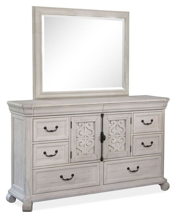 Bronwyn Alabaster 8 Drawer Dresser with Rectangular Mirror