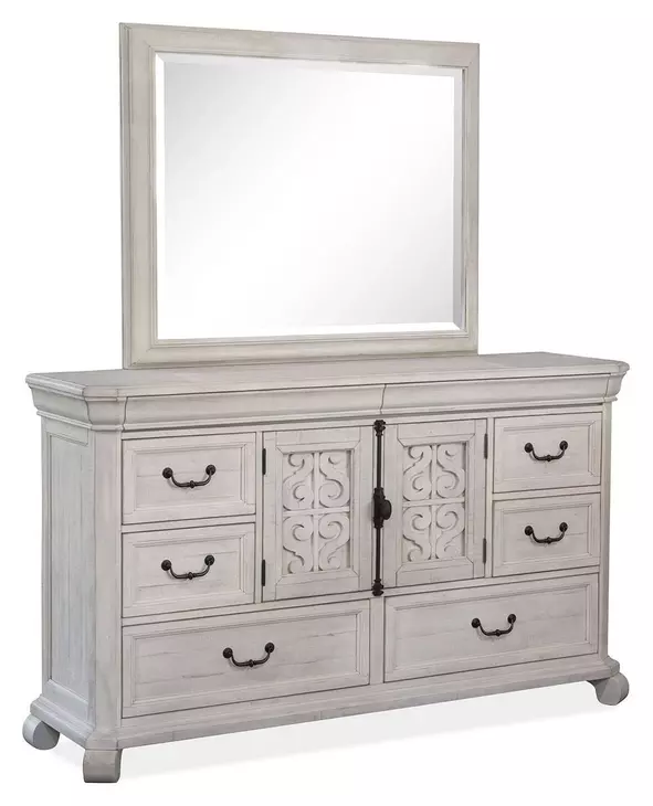 Bronwyn Alabaster 8 Drawer Dresser with Rectangular Mirror